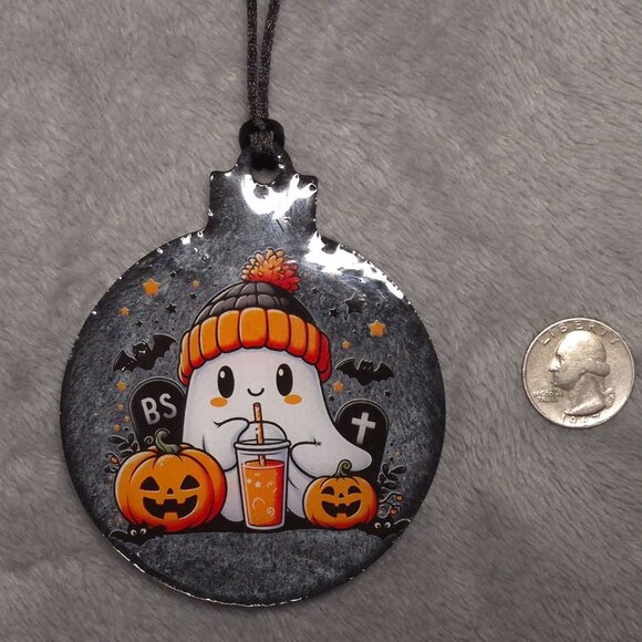 Handmade Ghost Halloween Resin Ornament Pumpkins Fall Leaves Holiday Decor - Picture 2 of 5